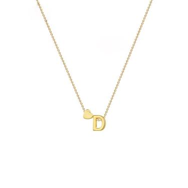 Imagem de Colar de coração com letra do alfabeto, 26 letras para mulheres, corrente ajustável banhada a ouro 14 k, joia de presente, Medium, Liga de aço, Sem Pedra Preciosa