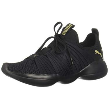 Imagem de PUMA Tênis feminino Flourish, Puma, preto-metálico, dourado, 6.5