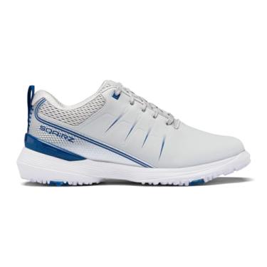 Imagem de SQAIRZ SPEED2 Tênis de golfe masculino atlético, projetado para equilíbrio e desempenho, pontas substituíveis, impermeável, tênis de golfe masculino com pontas, calçados masculinos, Cinza/azul, 38