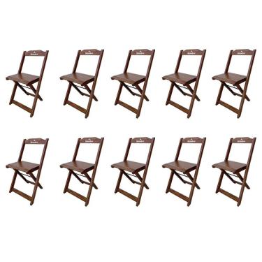 Imagem de Kit 10 Cadeiras Dobráveis Madeira Hei Imbuia