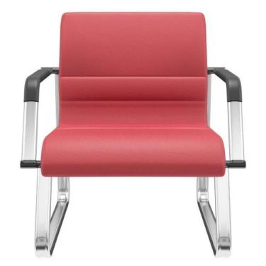 Imagem de Cadeira De Escritório Recepção Com Braço Fixa Cromada Lev P03 Crepe Ve