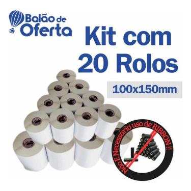 Imagem de Kit 20 Etiqueta Térmica 10x15 (100x150) 20 Rolo C/ 200und Se