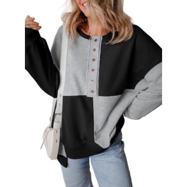 Imagem de Moletom SHEWIN Moletom para mulheres, casual, solto, preto