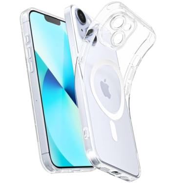 Imagem de Svanove Capa magnética transparente para iPhone 13 Mini, compatível com Magsafe Slim Thin Transparent Mag Safe Case para mulheres e meninas, capa de segurança de borracha de silicone macia fofa com