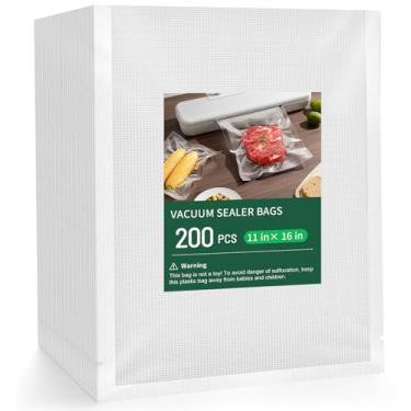 Imagem de Yutlkor Sacos seladores de 200 litros, 28 x 41 cm, livre de BPA e resistente, saco selador a vácuo de alimentos texturizado de grau comercial, sacos grossos em relevo para armazenamento de alimentos e