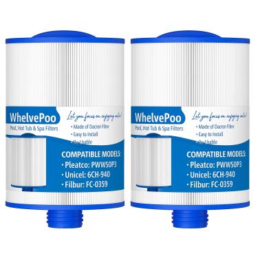 Imagem de O filtro de spa 6CH-940 substitui PWW50P3 (rosca grossa de 3,5 cm), compatível com Filbur FC-0359, 817-0050, 03FIL1400, 25252, 378902, PWW50, skimmer de acesso frontal à água, filtro de rosca SAE