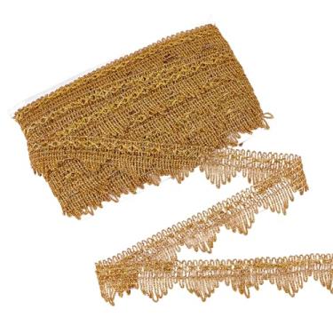 Imagem de letsinstyle Acabamento de renda trança metálica de 20 metros de 3,5 cm, fitas decoradas em ouro, acabamento em poliéster para cortina, toalha de mesa, decoração de noiva, artesanato faça você mesmo