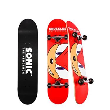 Imagem de Sakar Sonic The Hedgehog Knuckles Skate com fita adesiva gráfica impressa. Ótimo para crianças e adolescentes Cruiser Skate com rolamentos ABEC 5, deck durável, rodas lisas