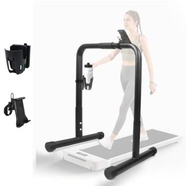 Imagem de Apenas acessório de guidão de tapete de caminhada, com suporte de telefone e garrafa de água, serve para tapetes de caminhada de até 54,5 cm, guidão de esteira ajustável, pés de suporte de esteira com