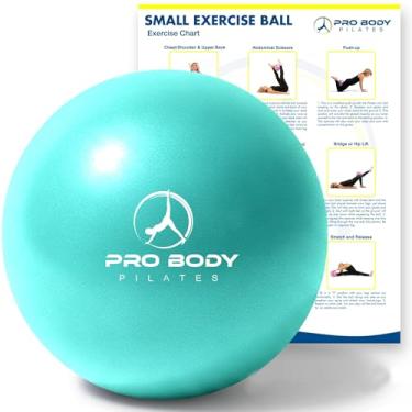 Imagem de ProBody Pilates Bola pequena para exercícios – Bola de treino de 22 cm para estabilidade, barra, ioga, terapia de núcleo e fisioterapia, academia em casa e uso no escritório (Aqua)