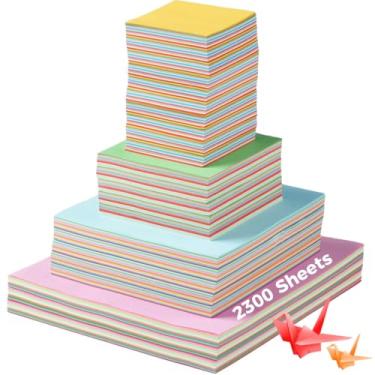 Imagem de 4 tamanhos, 10 cores, cartão de papel colorido para Diy, papel de origami dupla face, 2300 folhas, artesanato, arte, material escolar, fácil de dobrar para crianças, adultos, iniciantes, álbum de