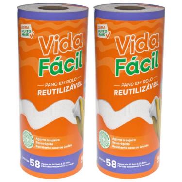 Imagem de Kit 2 Rolos de Pano Para Limpeza Reutilizável Branco 20x21 Rolo Com 58 Unidades Lavável Panix Medix