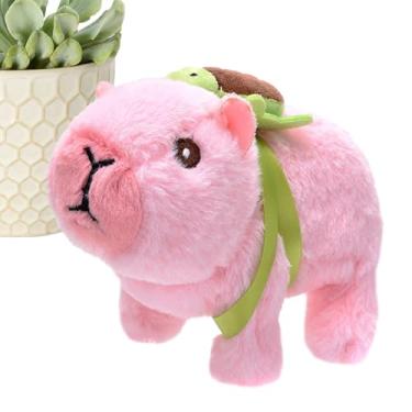 Imagem de Brinquedos Elétricos de Pelúcia Capibara, Pelúcia Capivara com Mochila, Animal Elétrico Capivara Brinquedo de Pelúcia com Mochila, Brinquedo de pelúcia de capivara para caminhada elétrica para menin