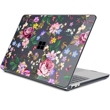 Imagem de Loyrina Capa transparente criativa para laptop Microsoft Surface de 13 polegadas Copilot+ PC 2025 (modelo mais recente), capa protetora ultrafina e leve com padrão artístico, flores brilhantes