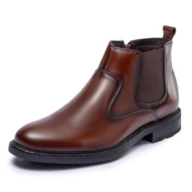 Imagem de OKKO Bota masculina Chelsea, couro legítimo, clássica, confortável, casual, sem cadarço, cano curto, Café (003), 42