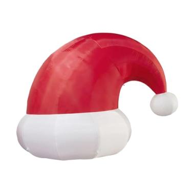 Imagem de Tachiuwa Chapéu de Papai Noel Inflável para Decoração de Natal, Ideal para Ambientes Internos E Externos, Como Gramados E Pátios.