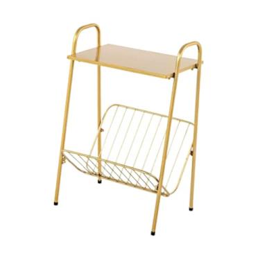 Imagem de Bothyi Mesa de cabeceira moderna e fácil de montar, móveis elegantes para plantas internas, mesa de destaque para quarto e sala de estar, Ouro