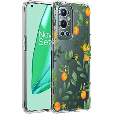 Imagem de Unov Capa compatível com OnePlus 9 Pro 5G transparente com design TPU macio absorção de choque fina padrão em relevo capa protetora traseira OnePlus 9 Pro 5G capa 6,7 polegadas (sabores cítricos)