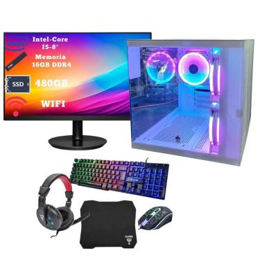 Imagem de Pc Gamer Aquario White Completo I5 8 16Gb 480 Win11 Monitor