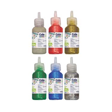 Imagem de Cola com Glitter Leonora com 6 Cores 25g