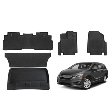 Imagem de Priprilod 5 peças de forro de carga TPE para chão e porta-malas, compatível com Honda Odyssey 2018 2019 2020 2021 2022-2025 2026, mini van de passageiro, conjunto completo de acessórios de interior de