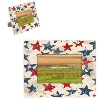 Imagem de hongjinglin Porta-retrato de 12,76 x 17,78 cm, com estrelas, retrô, vermelho, azul, moldura para pendurar na parede e na mesa, para decoração de casa e amigos da família, ideias de presente de