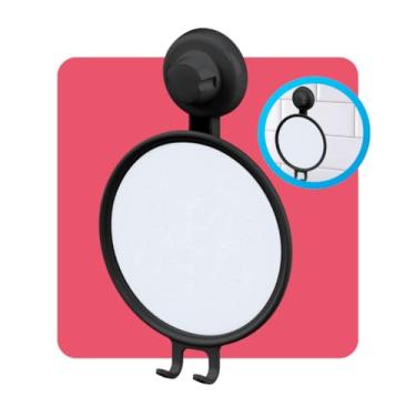 Imagem de Espelho Anti Embaçante Suporte Gilete Box Banheiro Barbear Fixação Sem Furos Ventosa Sucção Future (Preto)