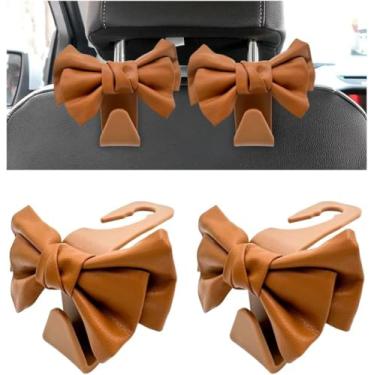 Imagem de 2 ganchos de encosto de cabeça para assento de carro, ganchos bonitos para encosto de assento de laço, ganchos de armazenamento para carteira, usados para pendurar jaquetas, guarda-chuvas e sacolas de