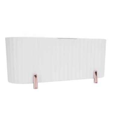 Imagem de Brrnoo Organizador de Cômoda de Banheiro Transparente - Suporte para Cotonete de Bola de Algodão Com 3 Compartimentos e Tampa Divididos, Pequenos Recipientes de Armazenamento de Plástico, (WHITE)