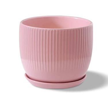 Imagem de Vaso de flores de cerâmica extragrande, vaso de suculentas, vaso de plantas suculentas em série, vaso de cacto, vaso de flores, bonsai, recipiente, jardim, rosa, 14,5 x 12 cm