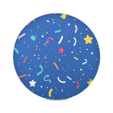 Imagem de Wassud Jogo americano colorido confetes tapetes de mesa redondos para cozinha e jantar tapetes laváveis resistentes ao calor decoração de mesa 39 cm