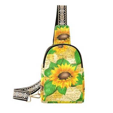 Imagem de CEBUGI Sunflowers pequena bolsa tiracolo feminina de couro, pochete transversal para trilhas, viagens ao ar livre