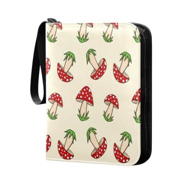 Imagem de Wassud Pasta para cartões colecionáveis Spotted Mushrooms com 4 bolsos comporta 400 cartões padrão à prova d'água TCG CCG MTG álbum presentes para colecionadores meninos meninas