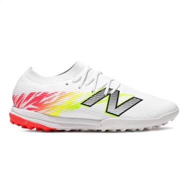 Imagem de Chuteira Society New Balance Furon Team Tf V8 Unissex (Branco/Coral, BR, Adulto, Numérico, 40)