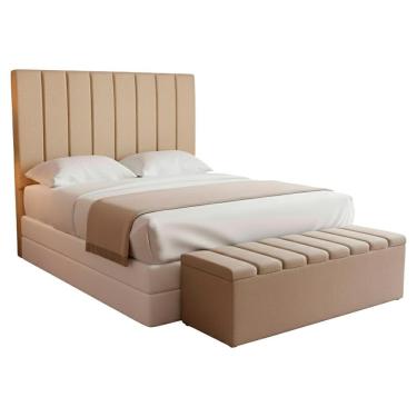 Imagem de Cabeceira e Recamier Bau Queen 160 cm Dalia Linho Artte