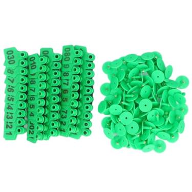 Imagem de CUOFYUNL 100 peças etiquetas de orelha para gado numeradas 001-100 etiqueta de orelha para animais de gado para vacas bezerros porcos cabras identificação de animais brinco (Verde)