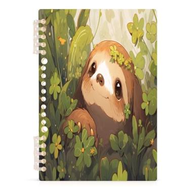 Imagem de Burbuja Caderno St. Patrick Sloth, papel pautado universitário A5 com 60 folhas, fichário para escritório, 1 pacote