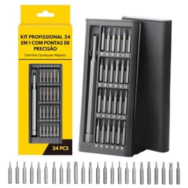 Imagem de Kit Chave de Precisão Magnética 24 em 1 em Aço S2 – Bits Torx, Phillips, Pentalobe e Tri-Wing para Celulares, Notebook, Relógios, PC, Xbox e PS5