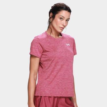 Imagem de Camiseta Under Armour Tech Feminina, Rosa escuro, Branco, P