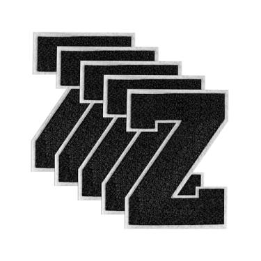 Imagem de GBTBYS 5 peças de adesivos de letras universitárias de 11,4 cm preto chenille ferro em letras patch para mochilas, aplique bordado, jaqueta com capuz, bolsas de Natal, festa de aniversário Z