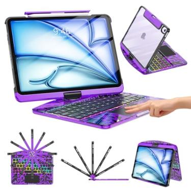 Imagem de Capa com teclado transparente para iPad Air de 11 polegadas (M3/M2, 2025/2024)/iPad Air 5ª/4ª geração 11 polegadas 2022 2020/iPad Pro 11 polegadas 1/2/3/4 2018-2022, trackpad, suporte de lápis