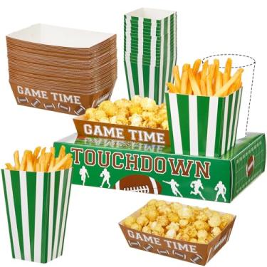 Imagem de AmazingSpark 108 peças/36 conjuntos de bandejas de lanche noturnas de cinema, caixas de pipoca, baldes de pipoca, recipientes de comida para decorações de festa de teatro (noite de cinema de futebol)