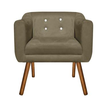 Imagem de Poltrona Sala Decorativa com Strass Julia Pé Palito Castanho Suede Marrom Rato M11- D'Rossi