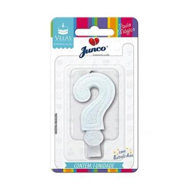 Imagem de Vela de Aniversário Interrogação Branca Junco