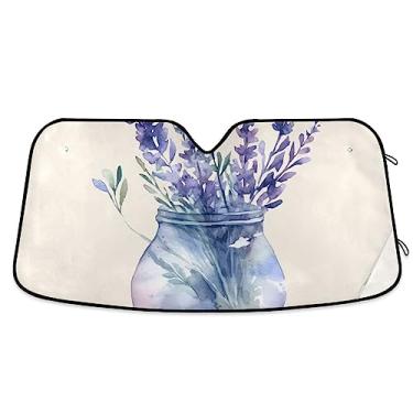 Imagem de Um vaso de tulipa roxo aquarela bloqueador solar de carro, persianas de janela de carro, proteção UV de carro