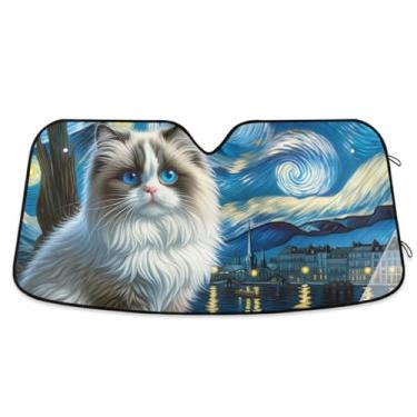 Imagem de Protetor solar de carro Cat Rio estrelado Para-brisa Protetor Solar Dobrável Bloqueia Raios UV Protege Seu Carro