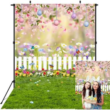 Imagem de 1,8 x 2,4 m, primavera, Páscoa, pano de fundo de borboleta, fundo fotográfico, verde, páscoa, gramado, ovos, colorido, faixa para decoração de ovos para crianças, chá de bebê, festa de aniversário