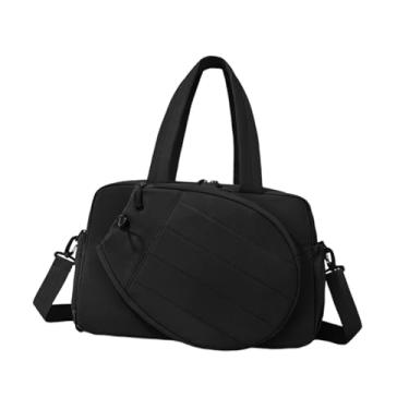 Imagem de Baoblaze Bolsa impermeável para raquete de tênis feminina, organizadora para academia, viagens, pernoites e fins de semana. Bolsa esportiva leve, estilo, Preto
