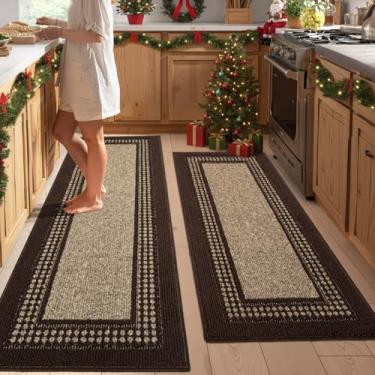 Imagem de Conjunto de tapetes de cozinha, tapetes de cozinha antiderrapantes para piso grosso resistente a manchas, tapete de corredor para corredores, entrada, lavanderia, lavável (51 x 122 cm + 51 x 149 cm