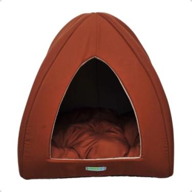 Imagem de Cama Pet 2 em 1 para Cachorro e Gato | Toca Dobrável com Almofada Removível e Base Impermeável | Conforto para Todas as Estações(Marrom)